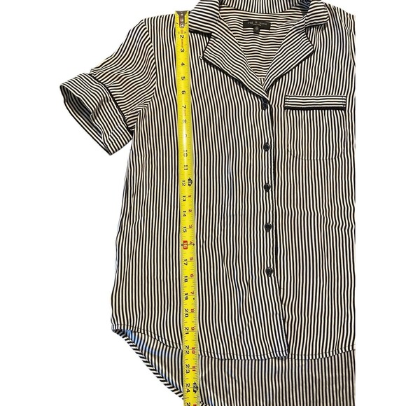 Rag & Bone Luca Woman’s Short Sleeve Silk Blouse Sz‎ PXS Striped Black/White - Picture 14 of 15